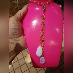 Avon New Old Stock Massively Long Gold Moonstone Flapper 1920's Necklace Chain